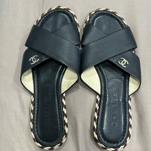 Chanel Flat Logo Slides 2017